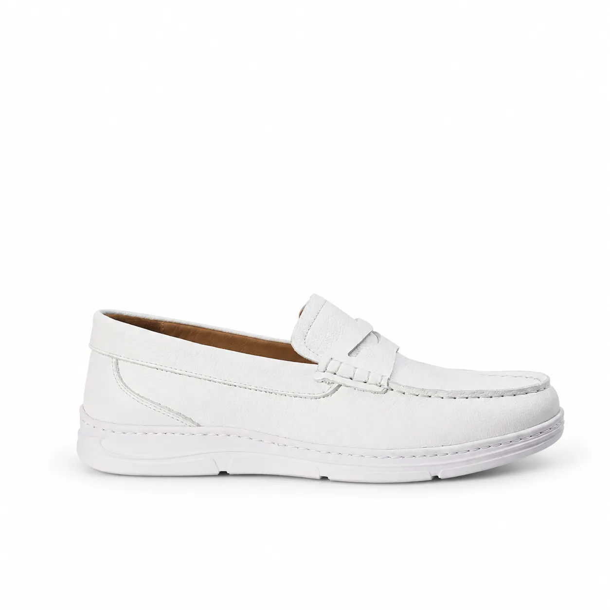 Mocassin confort SM124 blanc cuir..........   miniature